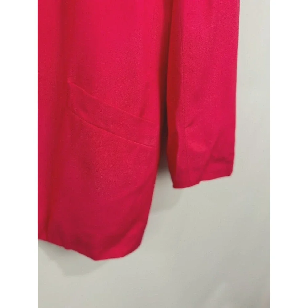 VTG Christian Dior Pink Jacket Blazer Sz 14 One Button Pockets Shoulder Pads